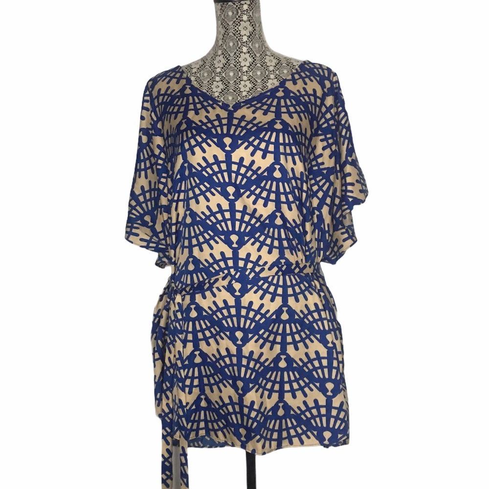 Eloquii Blue Patterened Tunic Top